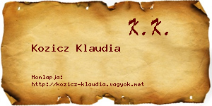 Kozicz Klaudia névjegykártya